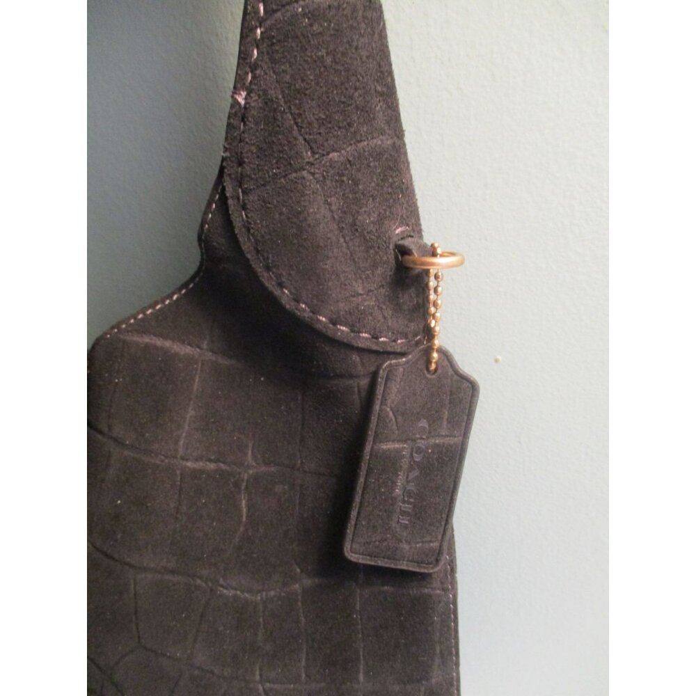 *Coach Black Croc-Embossed Suede Hobo Shoulder Bag - NWT - Picture 3 of 11